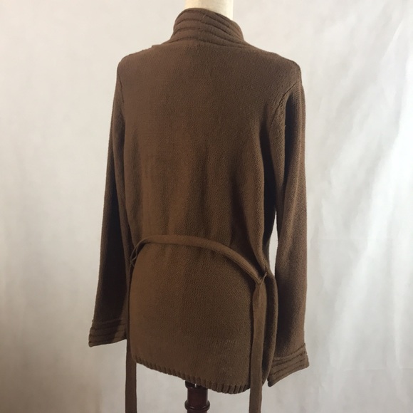 EUC White + Warren Open Front Cardigan with Long Sleeves and Removable Tie Belt - Picture 9 of 9